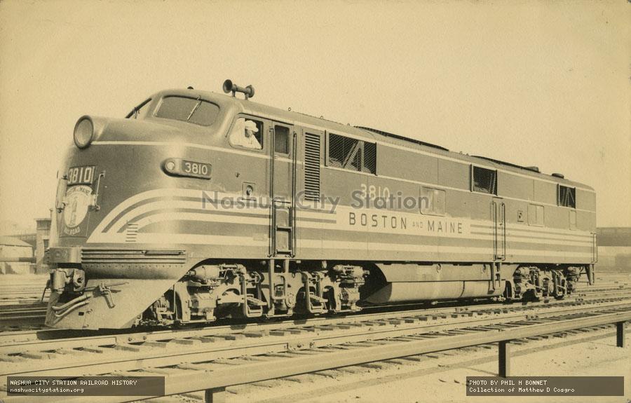 Postcard: Boston & Maine Railroad #3810 at Prison Point